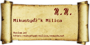 Mikustyák Milica névjegykártya